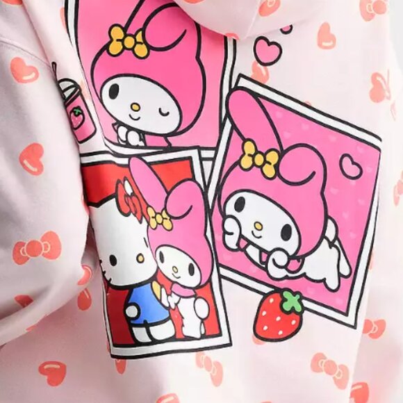 Juniors' Hello Kitty Hearts Zip Up Hoodie new with tags - Picture 3 of 4